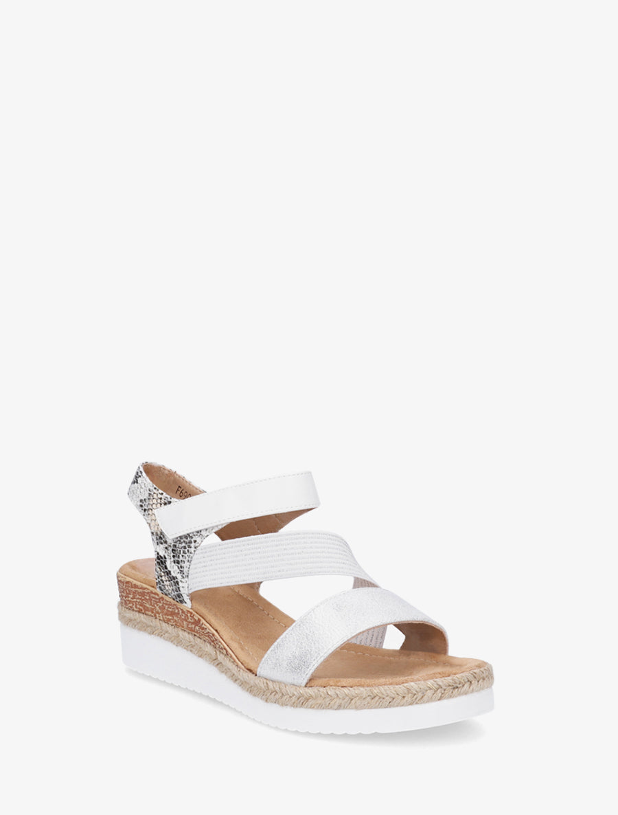 Sandales compensées élastiquées à scratch - Blanc - 2