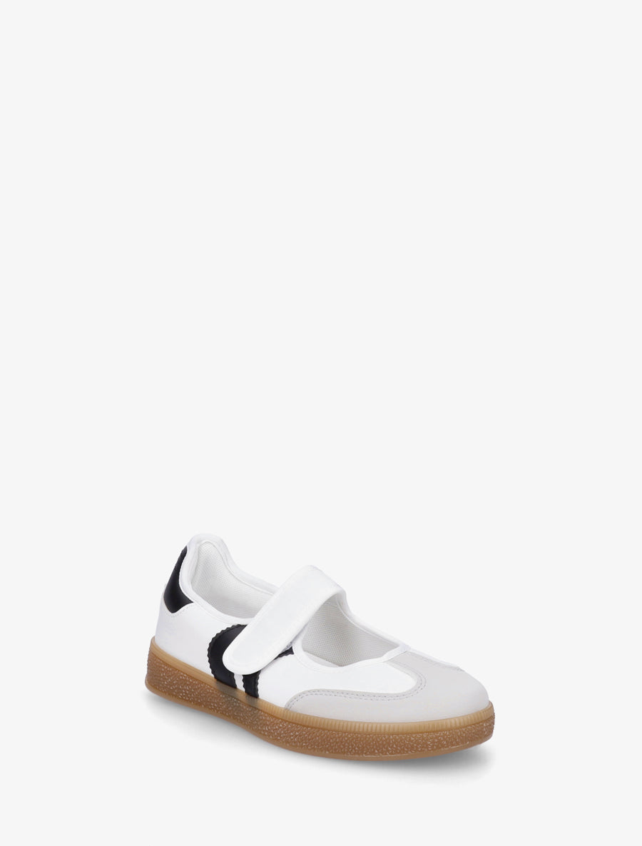 Ballerines style sneakers à scratch - Blanc - 2