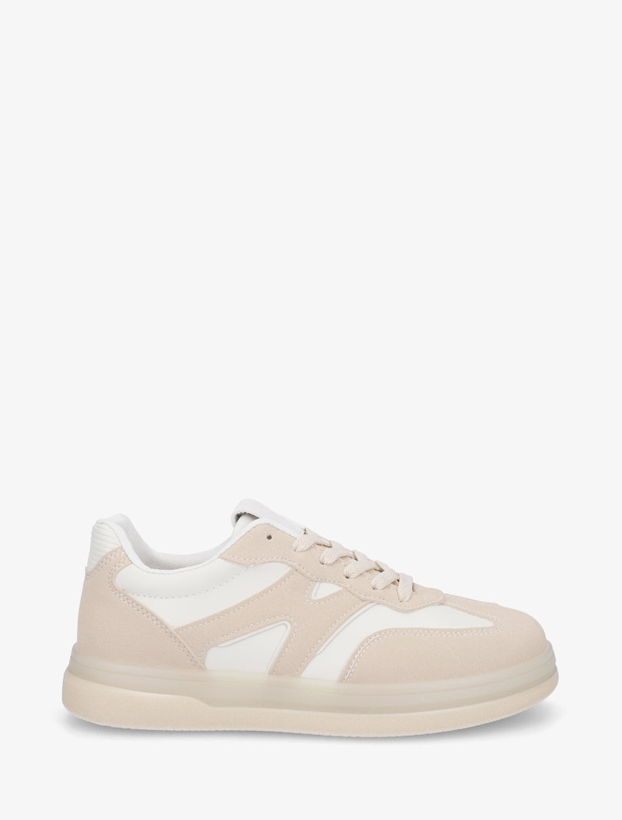 Tennis en simili à empiècement graphique - Beige - 1