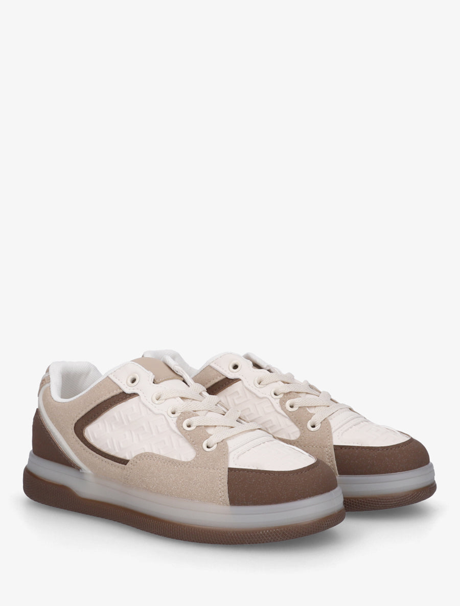 Sneakers plates à imprimé vagues grec - Marron - 4