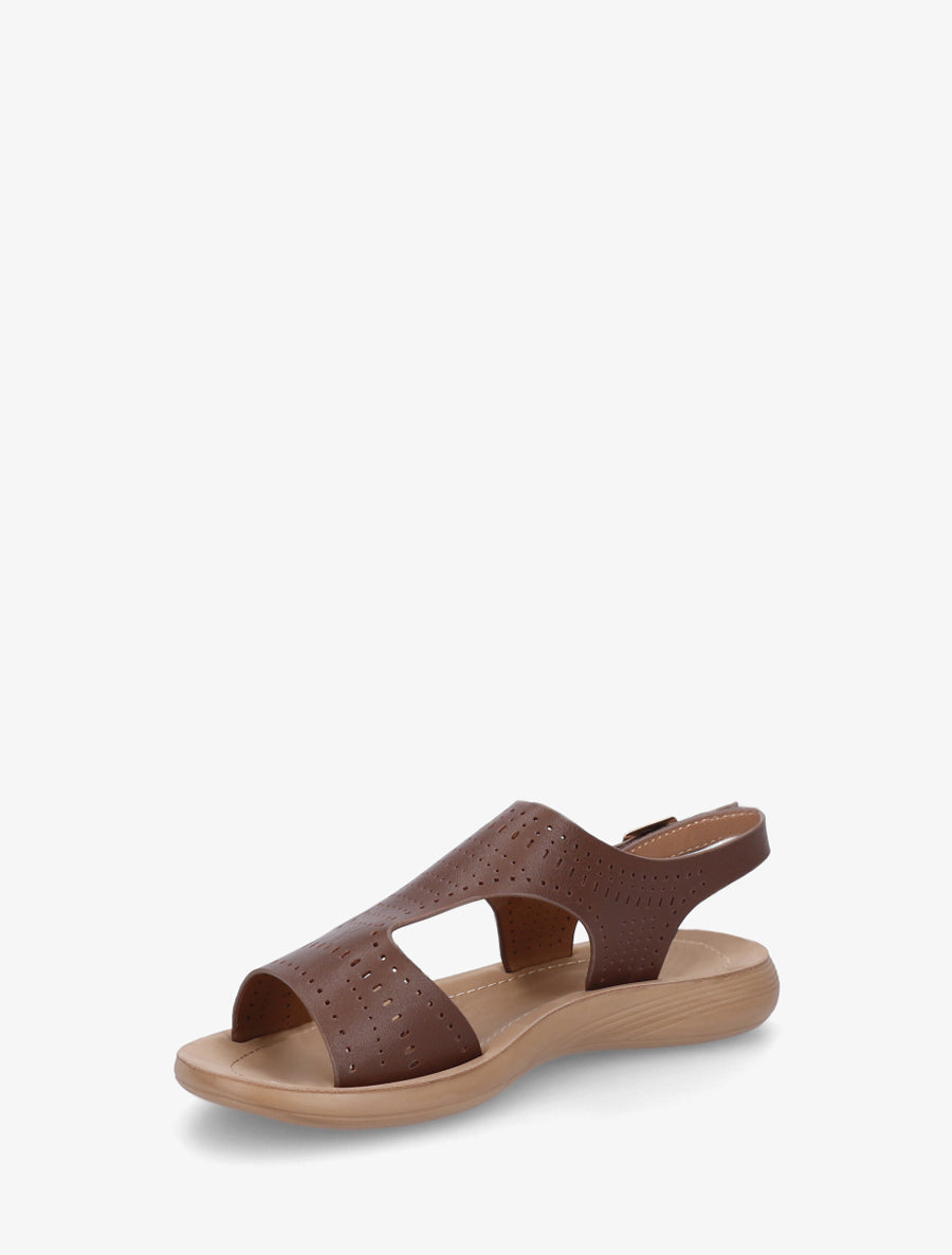 Nu-pieds ajourés à scratch - Marron - 3