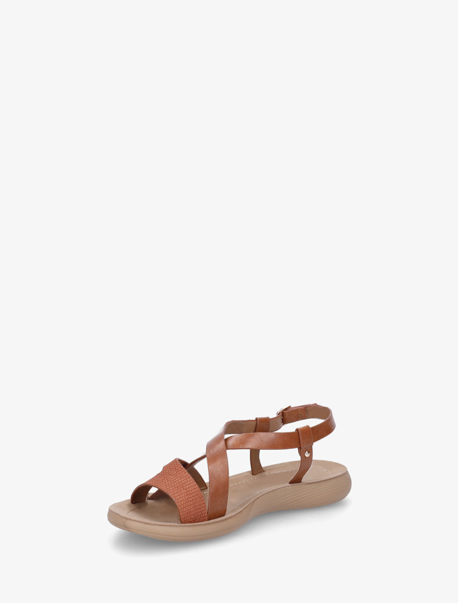 Nu-pieds à brides croisées en simili - Camel - 3