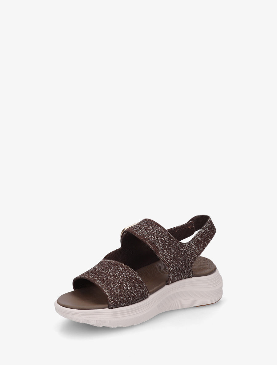 Sandales en tissu irisé à boucle et scratch - Marron - 3