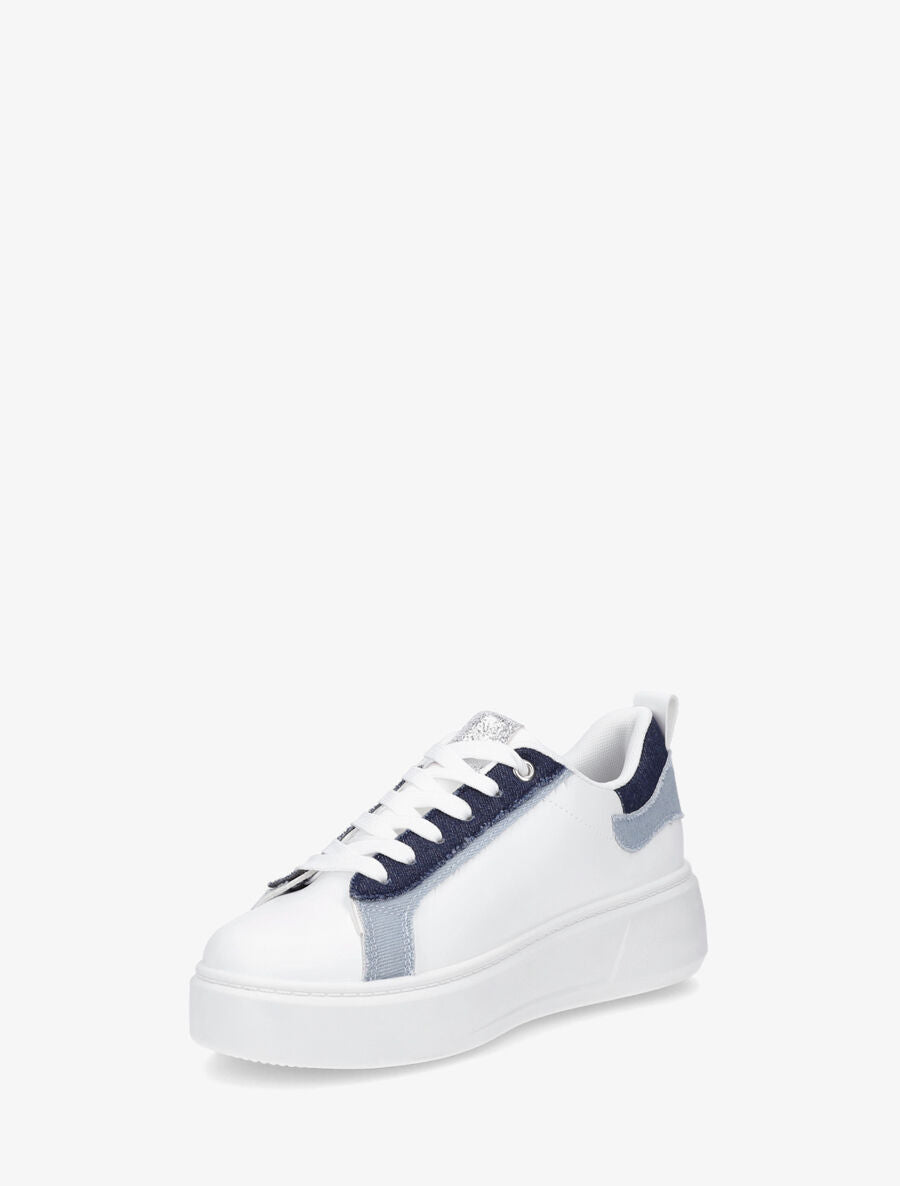 Sneakers en simili à motif étoile pailletée - Bleu - 3