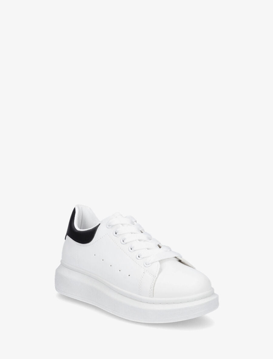 Sneakers à contrefort constratant - Blanc/noir - 2