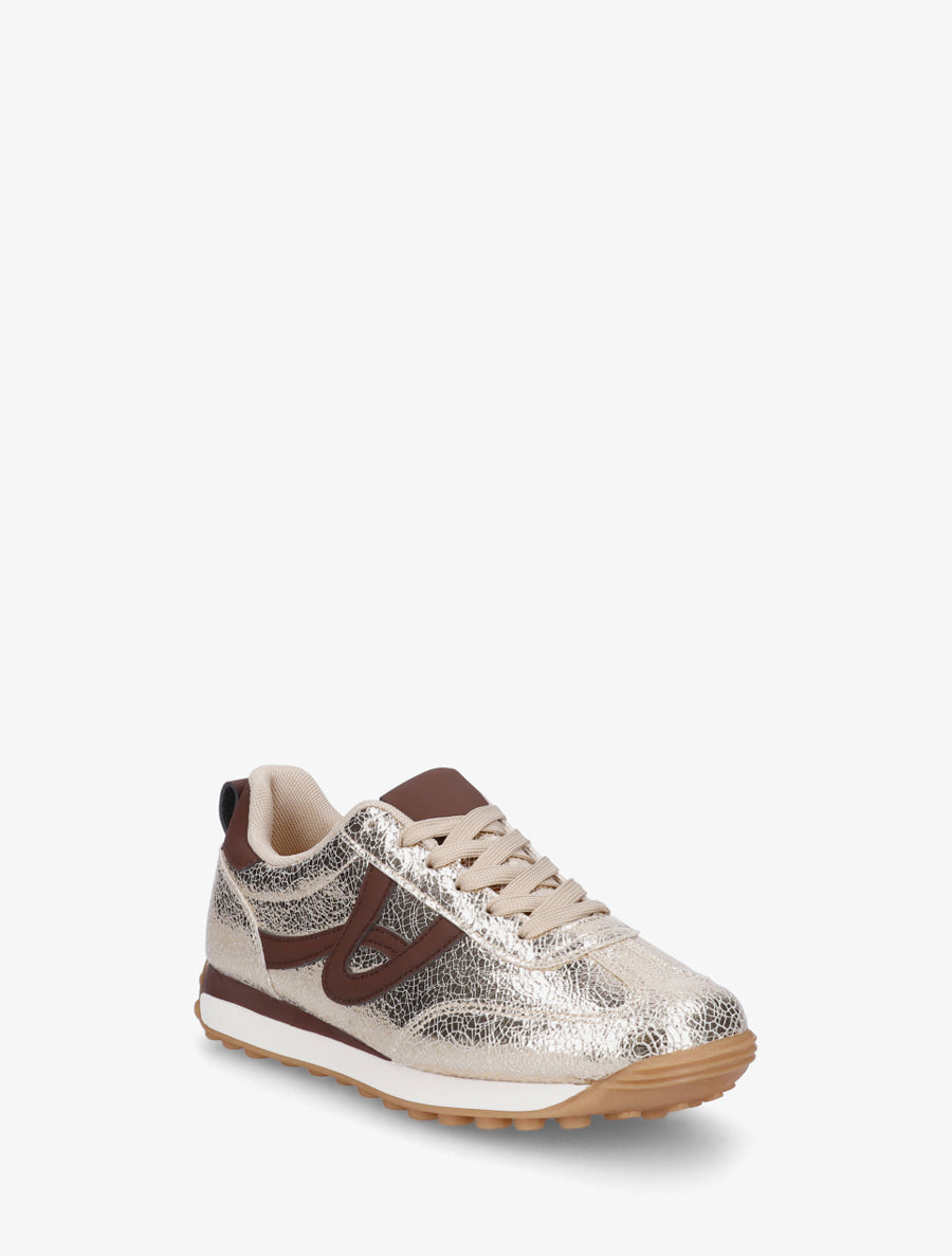 Sneakers irisées à détails contrastants - Or - 2