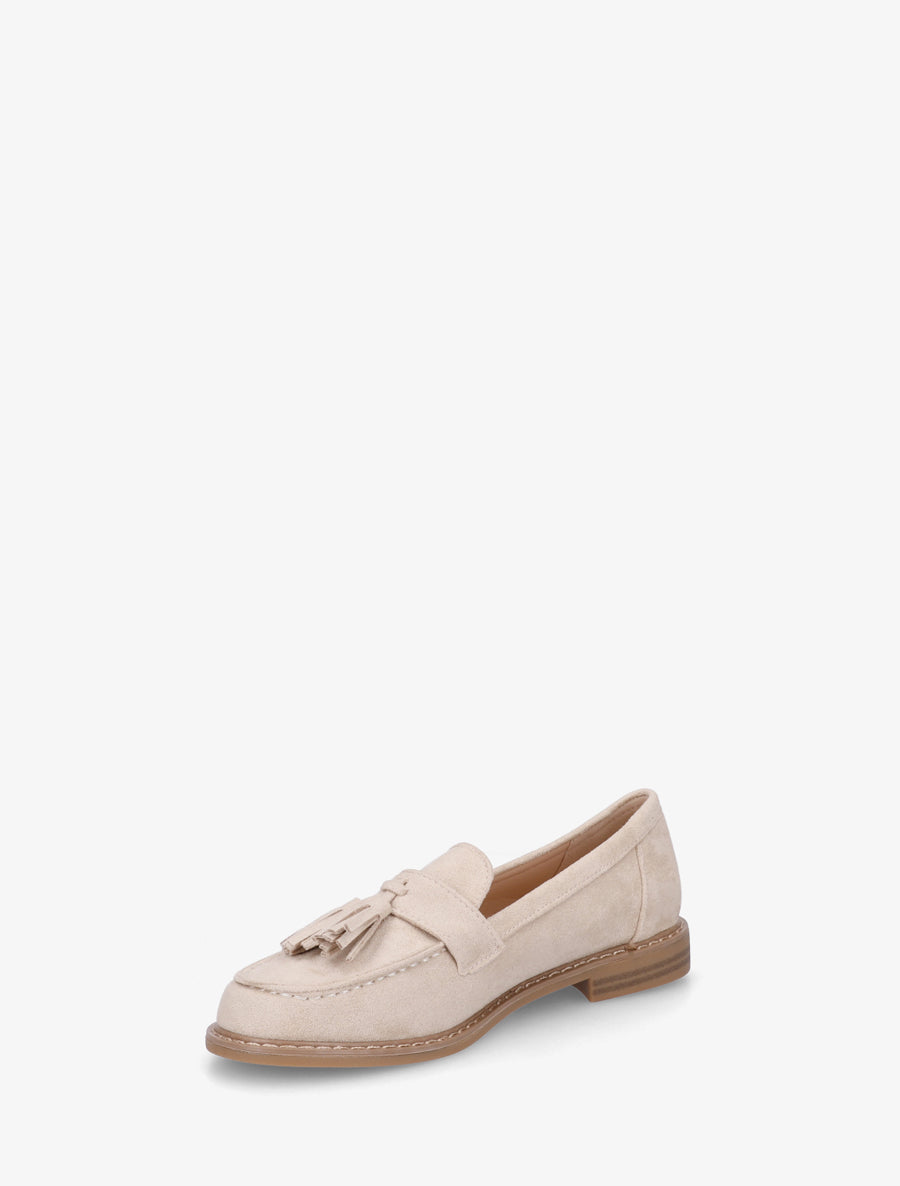 Mocassins en suédine à pampilles - Beige - 3