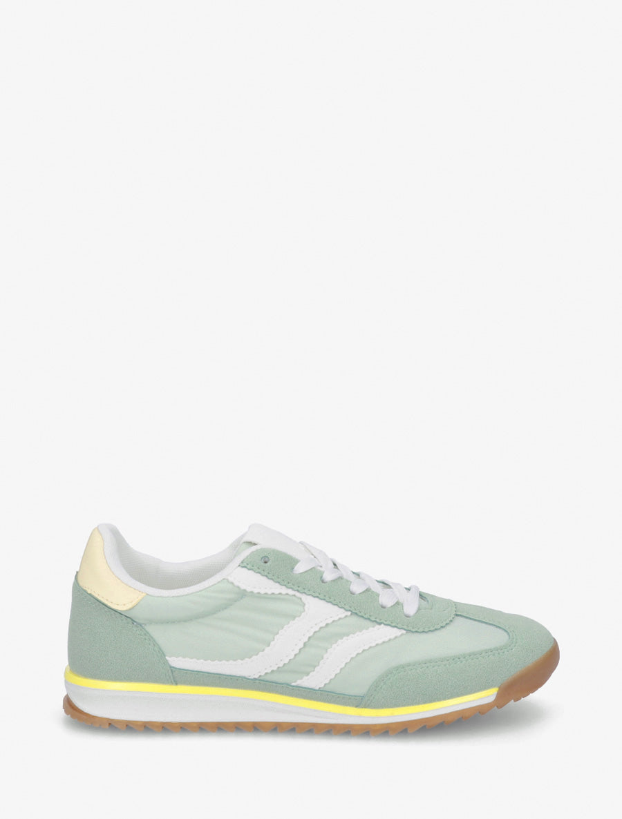 Klassische Turnschuhe mit gezackten Streifen - Mandelgrün