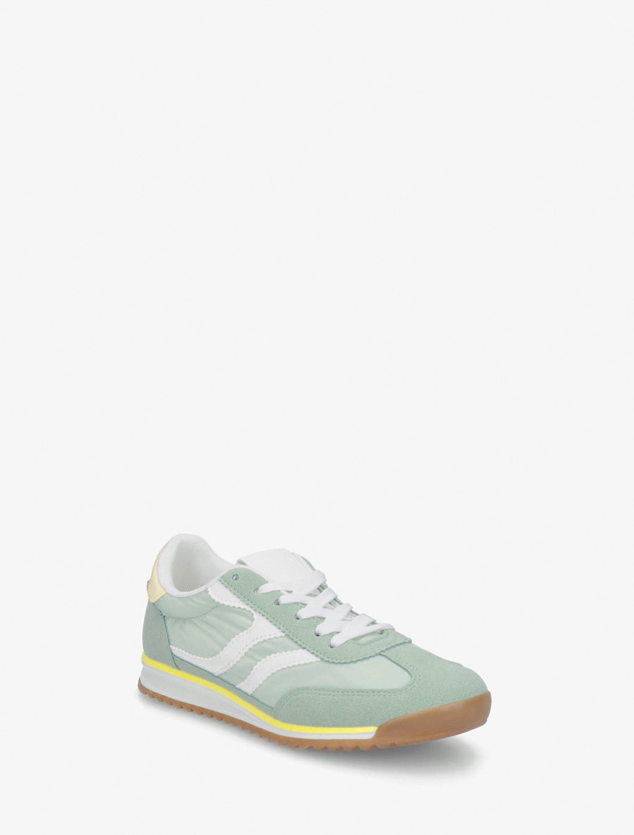 Klassische Turnschuhe mit gezackten Streifen - Mandelgrün