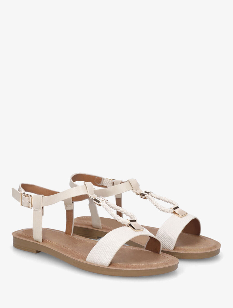 Nu-pieds python bride en T - Beige - 4