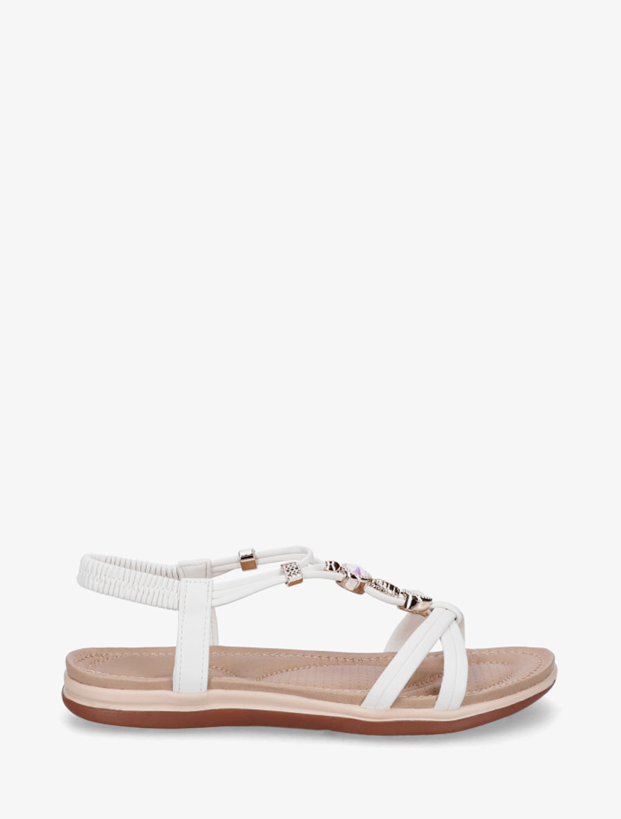 Nu-pieds confort à tour de cheville élastiquée - Blanc - 1