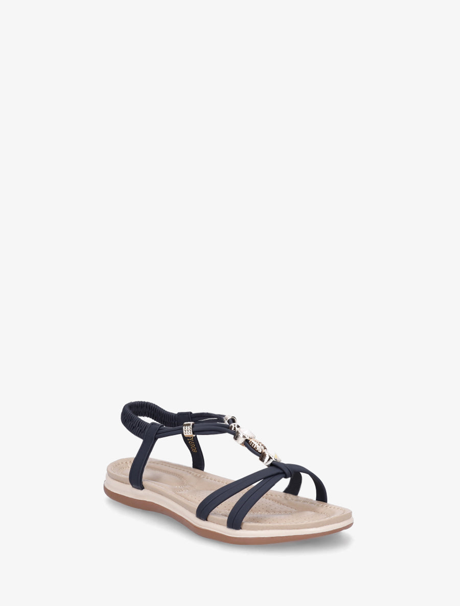 Nu-pieds confort à tour de cheville élastiquée - Marine - 2
