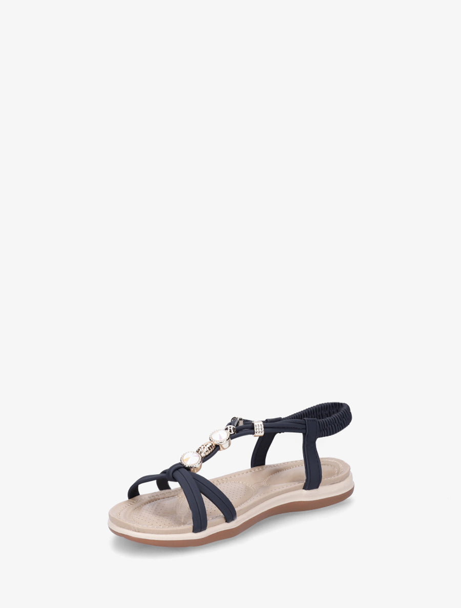 Nu-pieds confort à tour de cheville élastiquée - Marine - 3