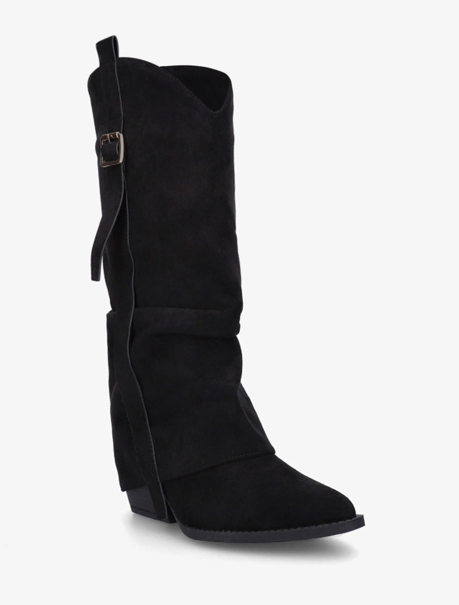 Bottes en suédine à revers - Noir - 2
