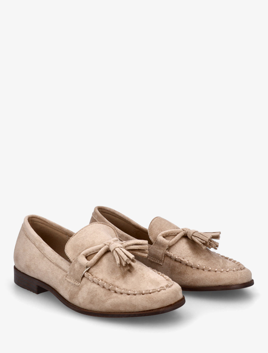 Mocassins en suédine à pampilles - Taupe - 4