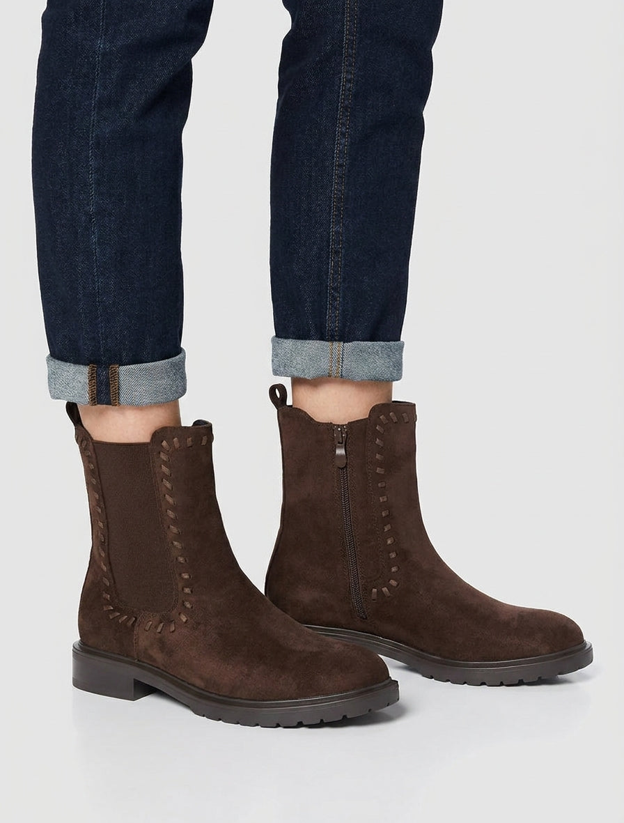 Elastische Stiefeletten aus Wildleder - Schokolade