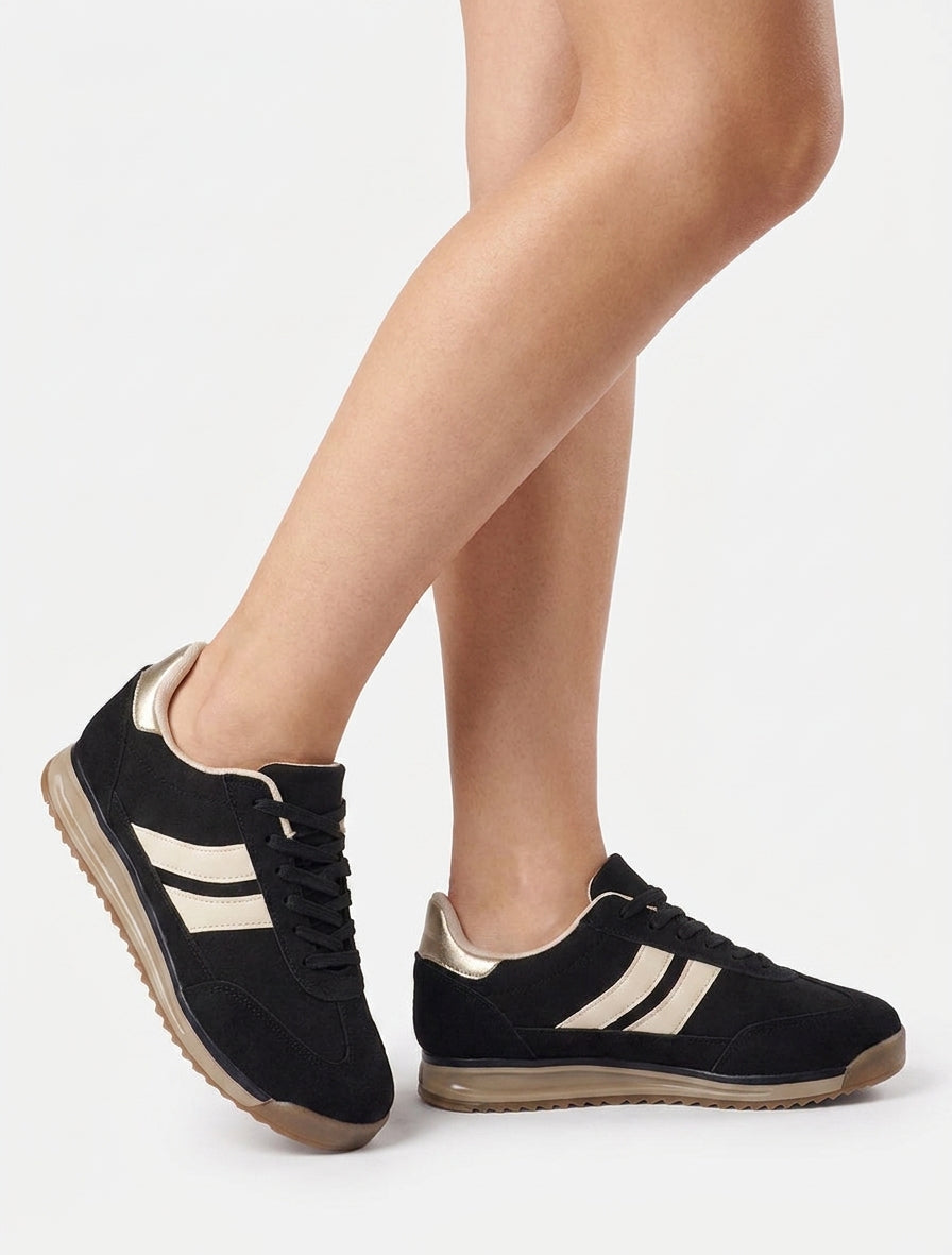 Sneaker aus Wildlederimitat und Nubuk-Effekt - Schwarz