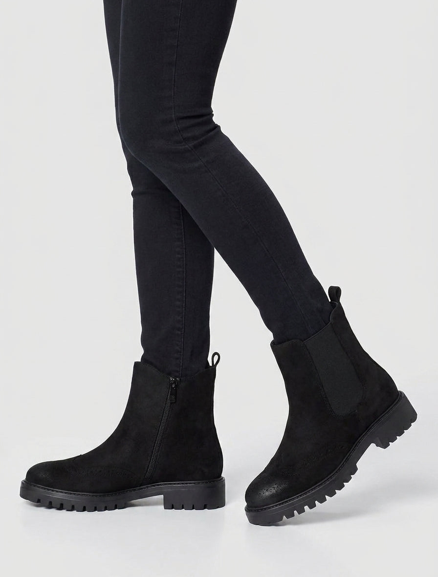 Elastische Stiefeletten aus Wildleder - Schwarz