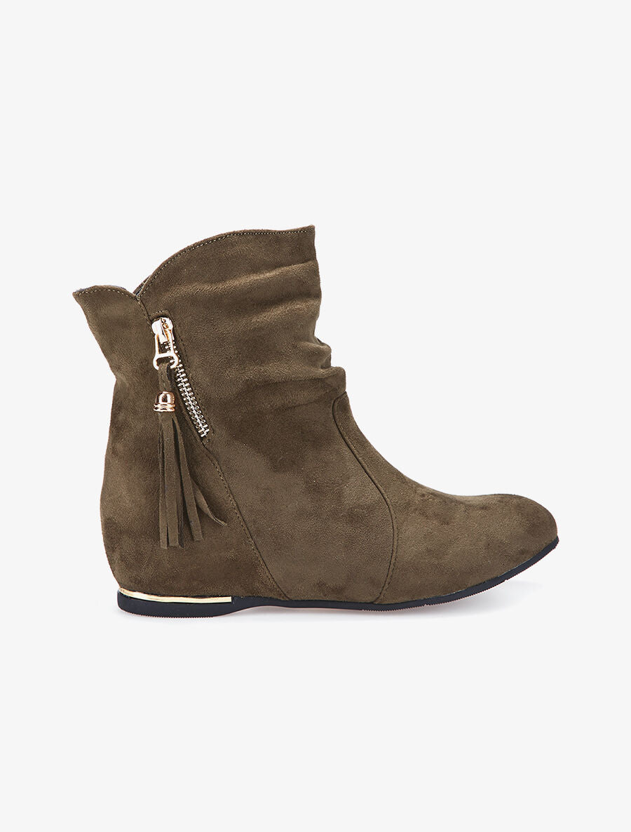 Bottines plates suédine - vert - 1