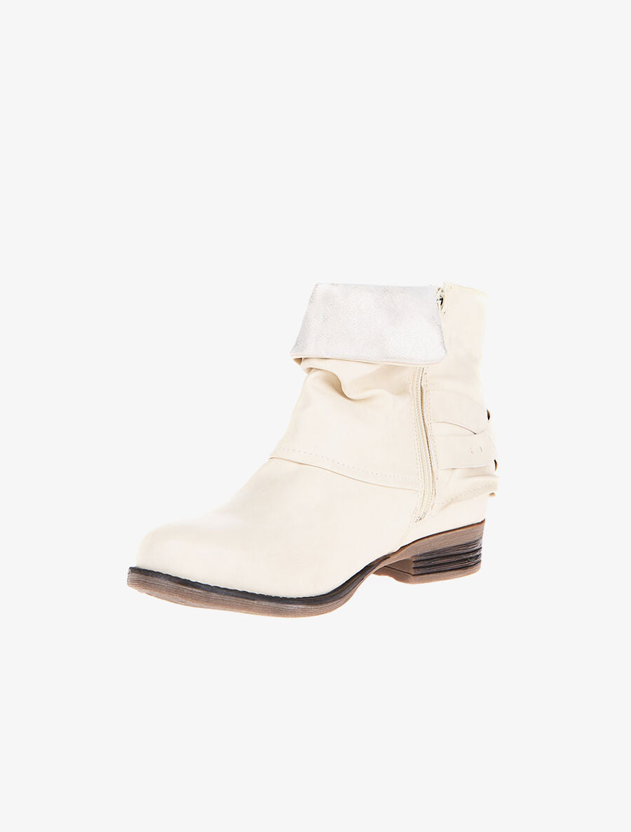 Boots revers irisés lanières unies - beige - 3