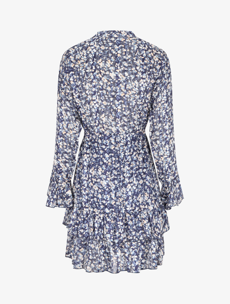 Robe patineuse volantée et satinée - Bleu - 2
