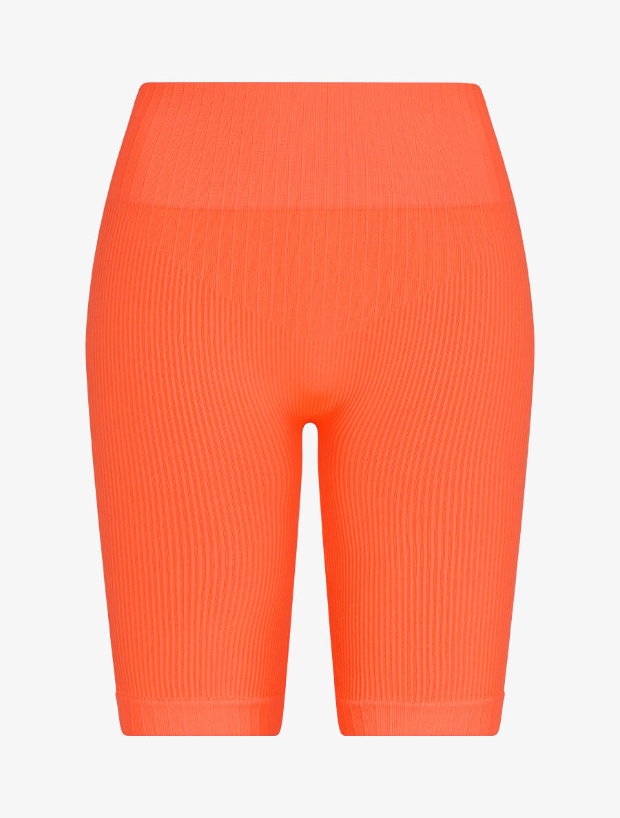 Cycliste côtelé à taille haute - Corail fluo - 1