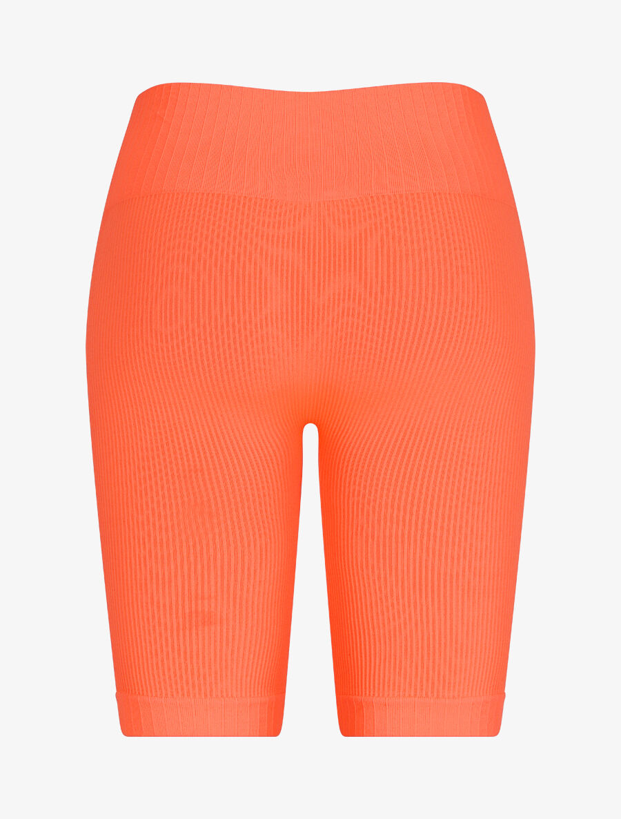 Cycliste côtelé à taille haute - Corail fluo - 2