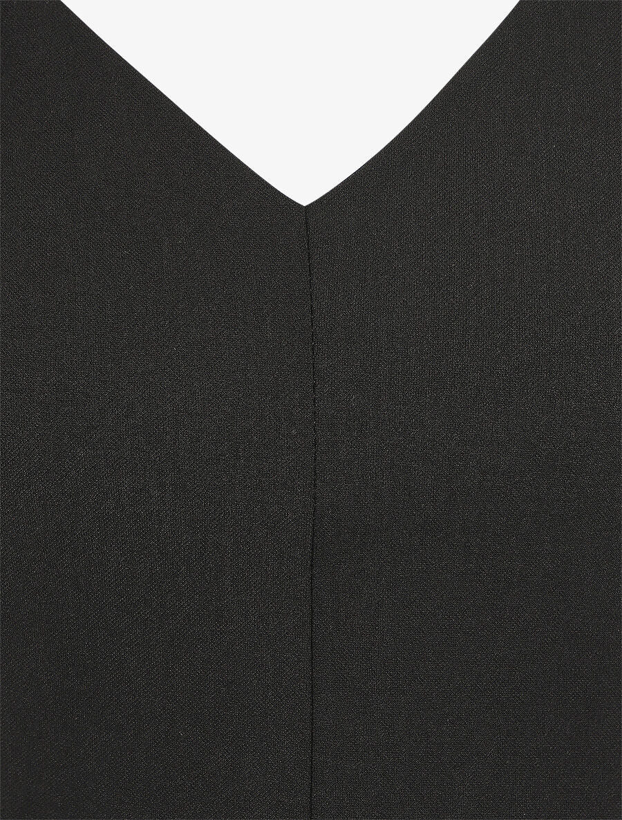 Robe patineuse unie à col V - Noir - 3