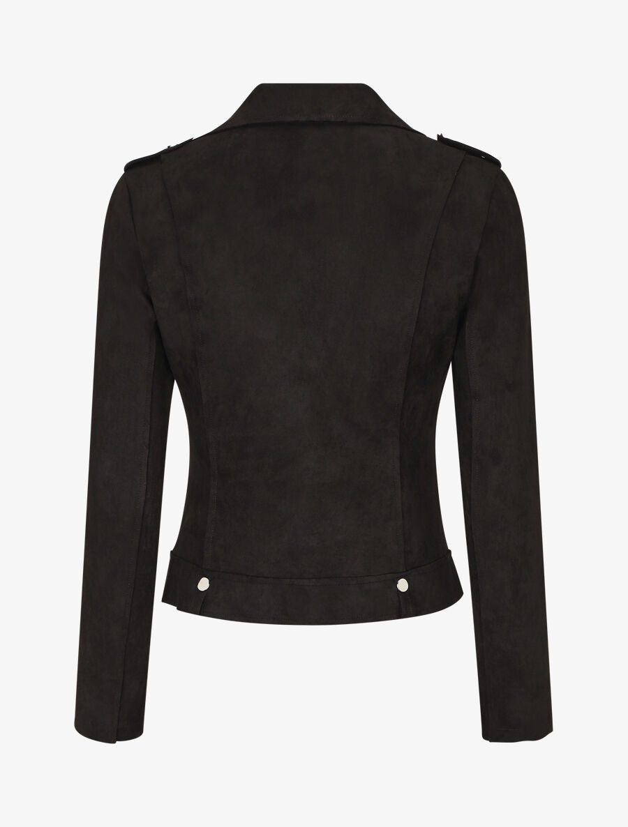 Veste en suédine style perfecto à zip - Noir - 2