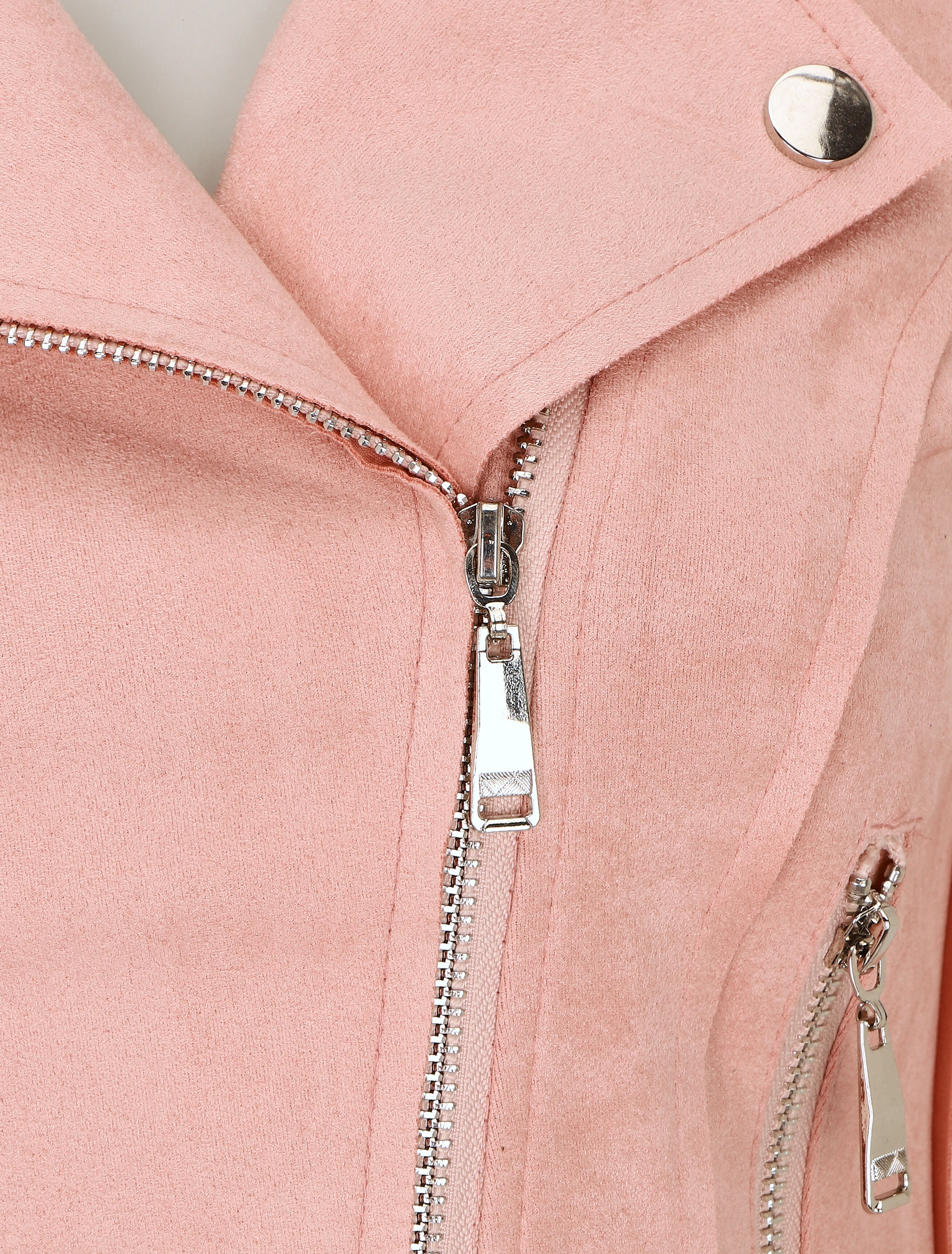 Veste en suédine style perfecto à zip - Rose - 3