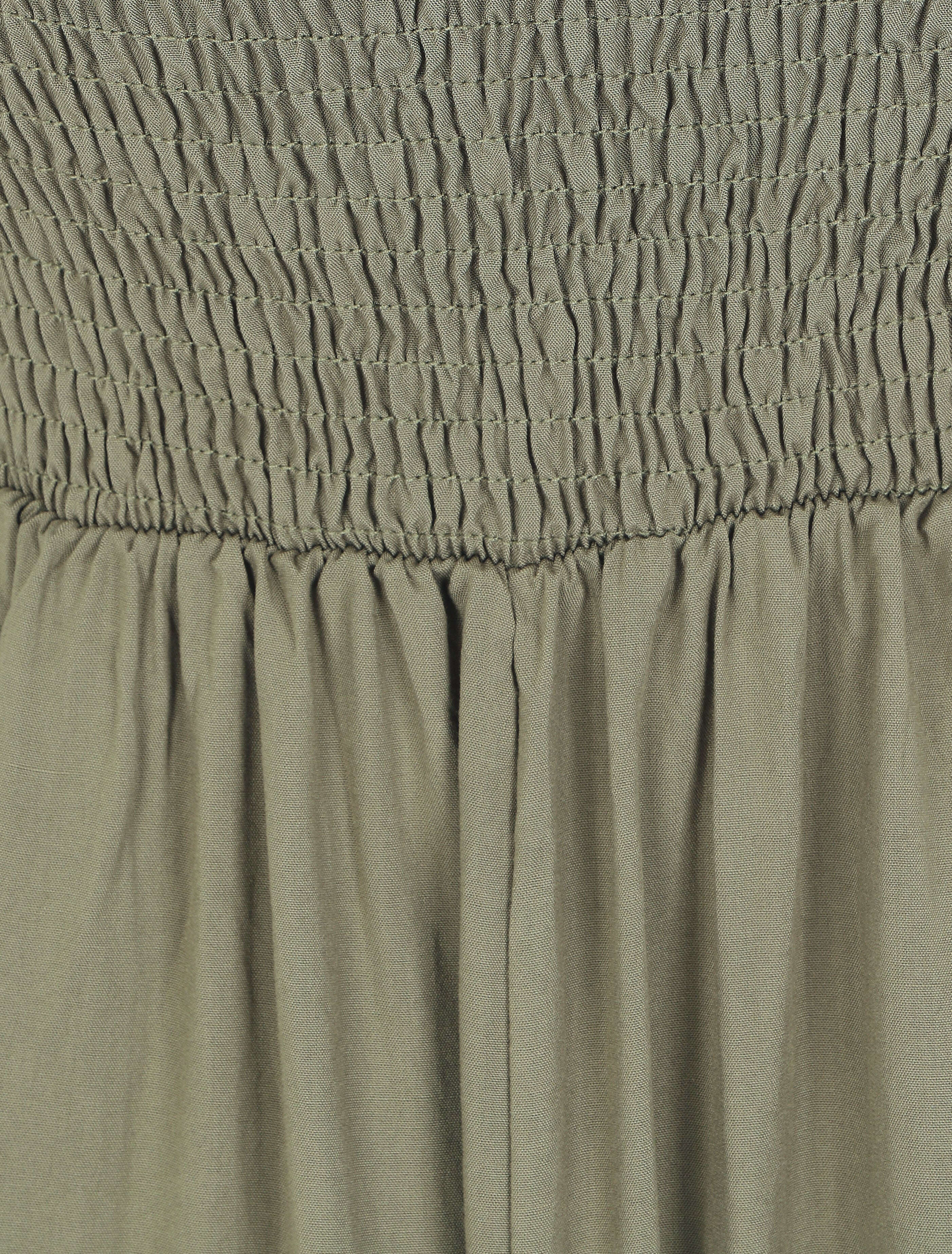 Robe longue à bretelles et col en dentelle - Kaki - 3