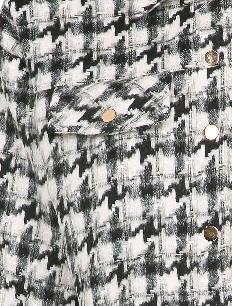 Veste courte à imprimé pied de poule - Noir - 3