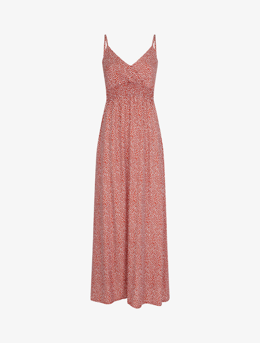 Robe longue à bretelles imprimé tulipe - Brique - 5