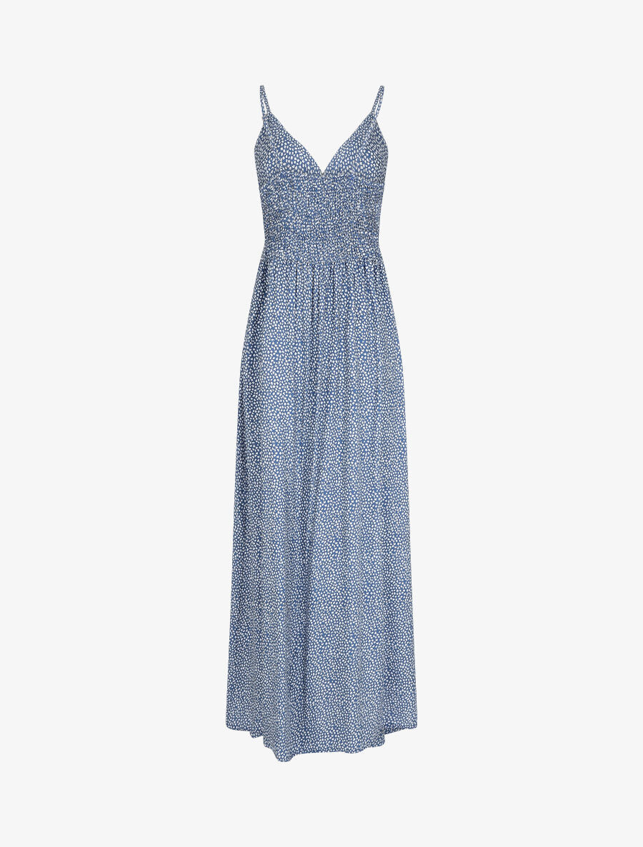 Robe longue à bretelles imprimé tulipe - Bleu - 3