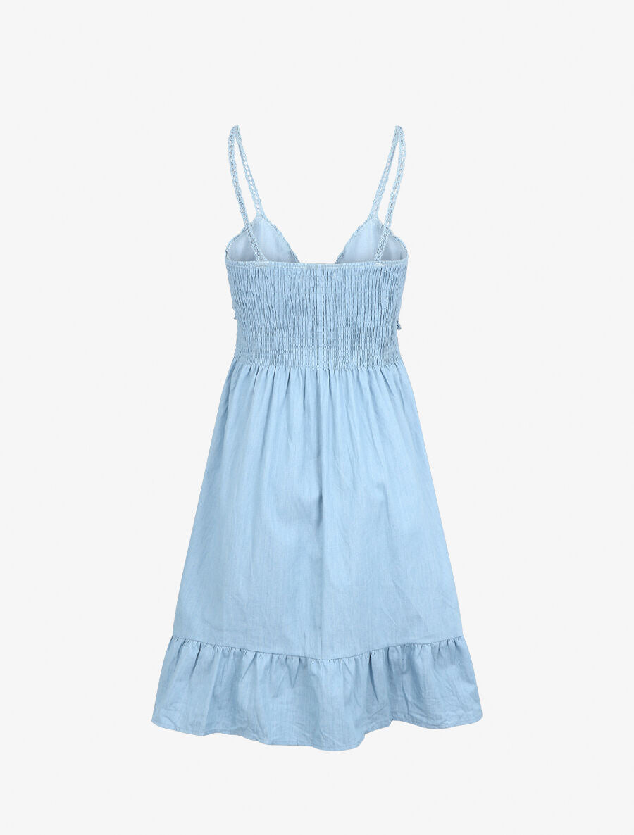 Robe effet jean à buste crochet - Bleu clair - 2