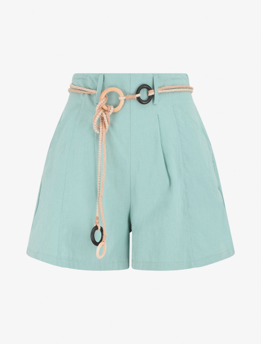 Short uni effet lin - Vert d&