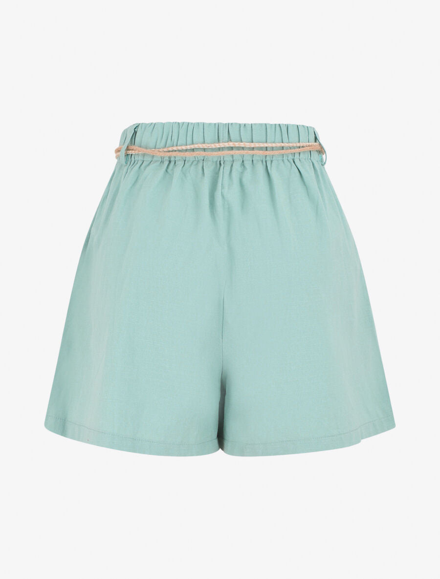 Short uni effet lin - Vert d&