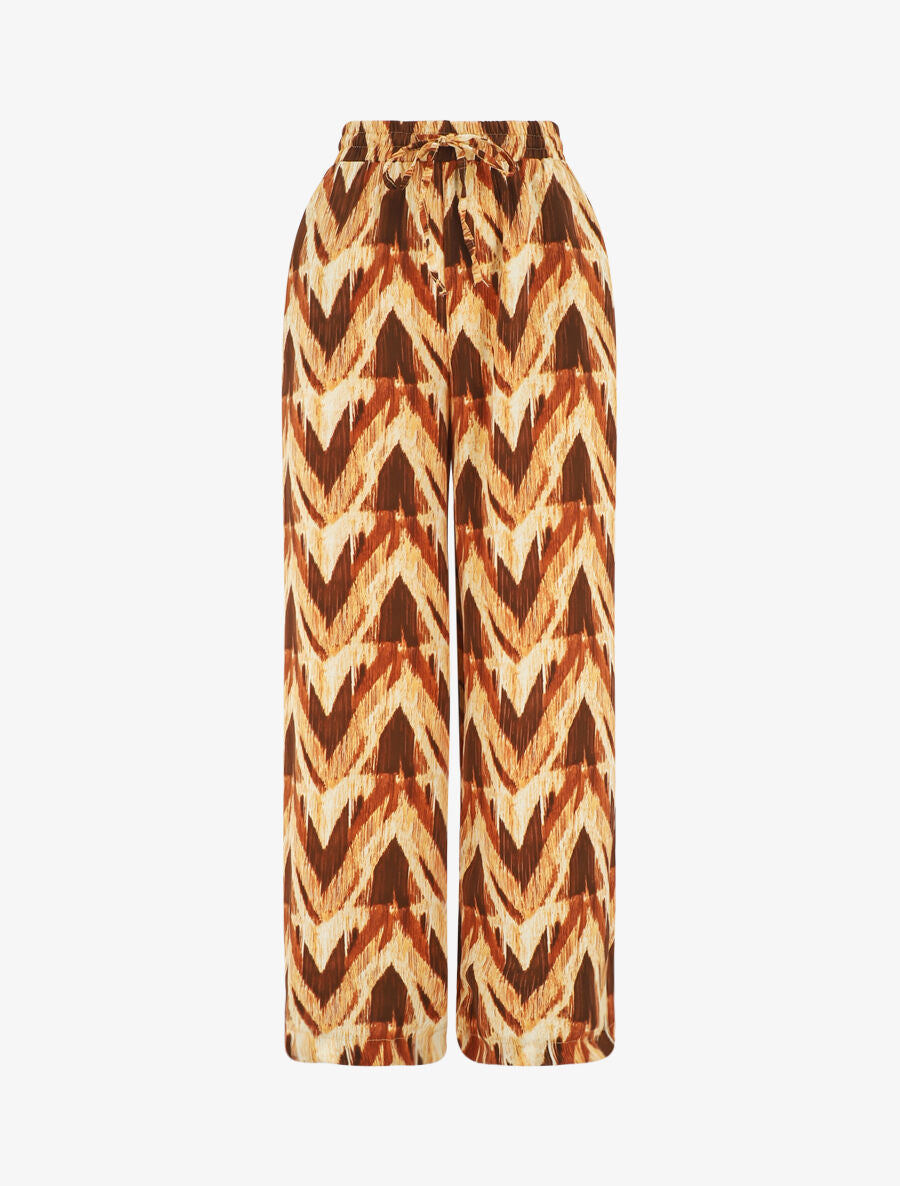 Pantalon ample imprimé fantaisie - Beige - 1