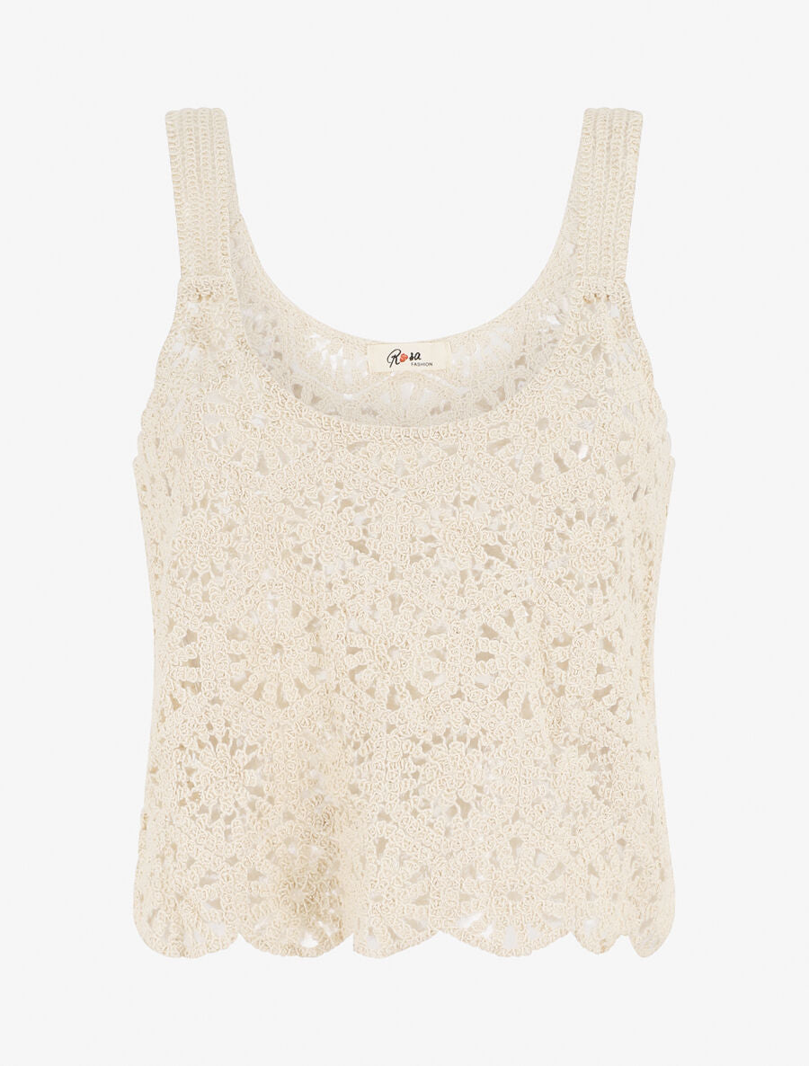 Crop top en crochet - Beige - 4