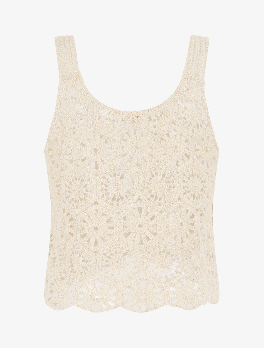Crop top en crochet - Beige - 2