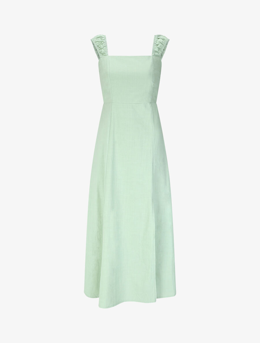Robe longue fendue sans manches - Vert d&