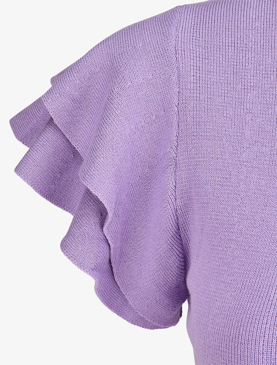 Top ajusté en maille mancherons volantés - Lilas - 3