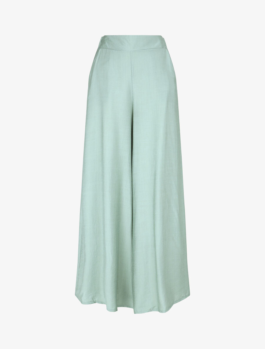 Pantalon ample taille haute élastiquée - Vert - 2