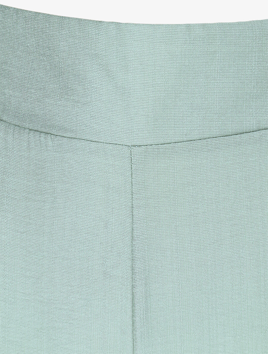 Pantalon ample taille haute élastiquée - Vert - 3