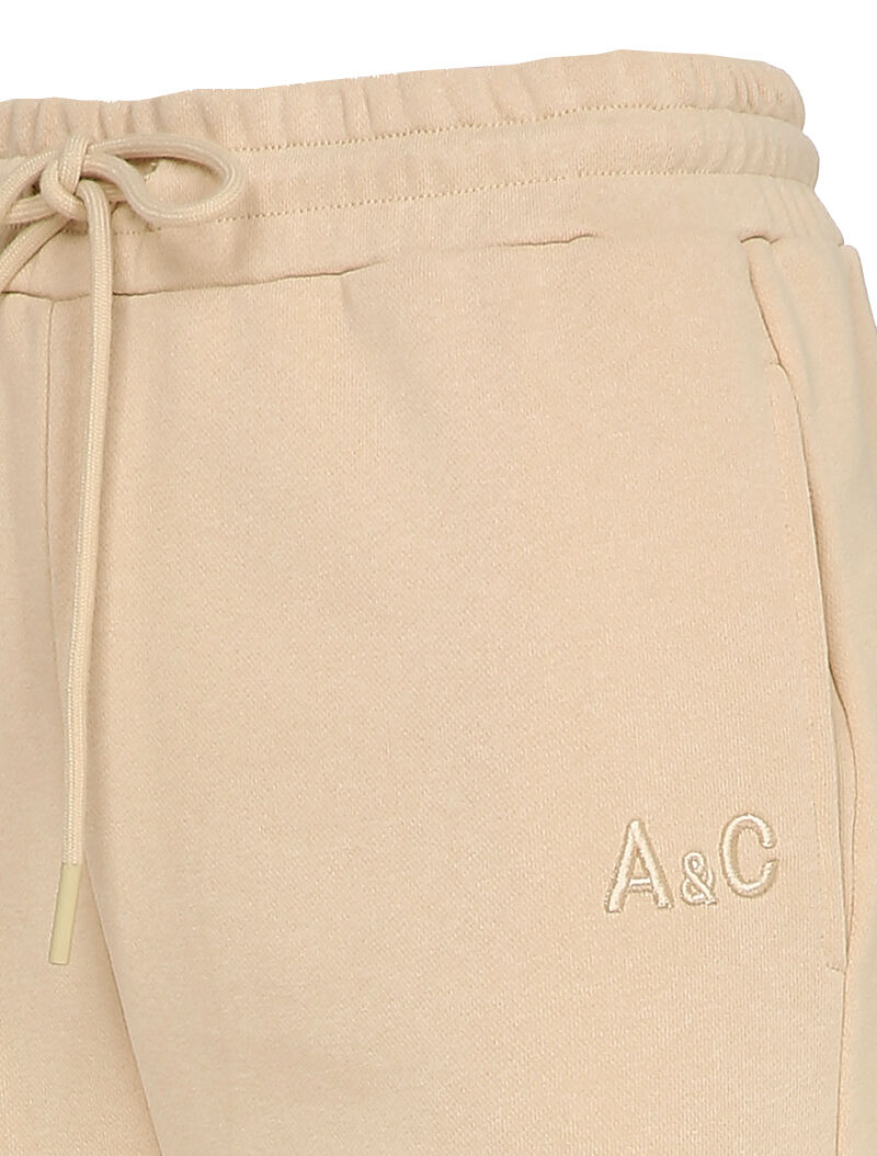 Jogging uni à broderie - Beige - 3