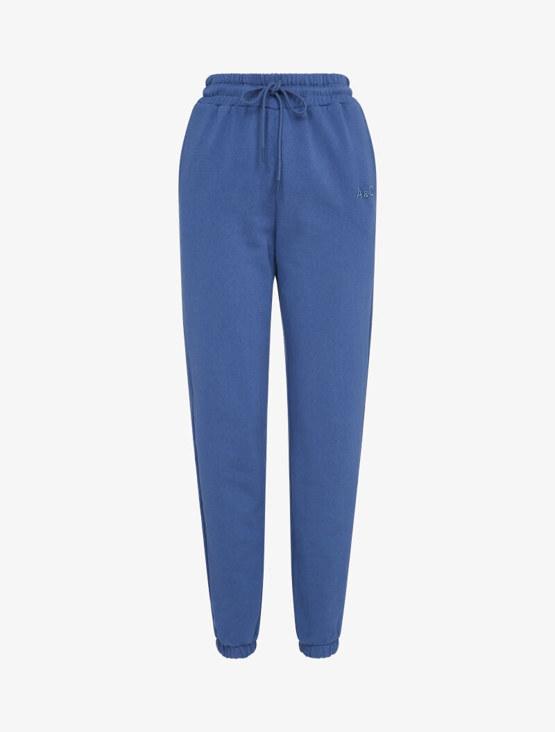 Jogging uni à broderie - Bleu - 4