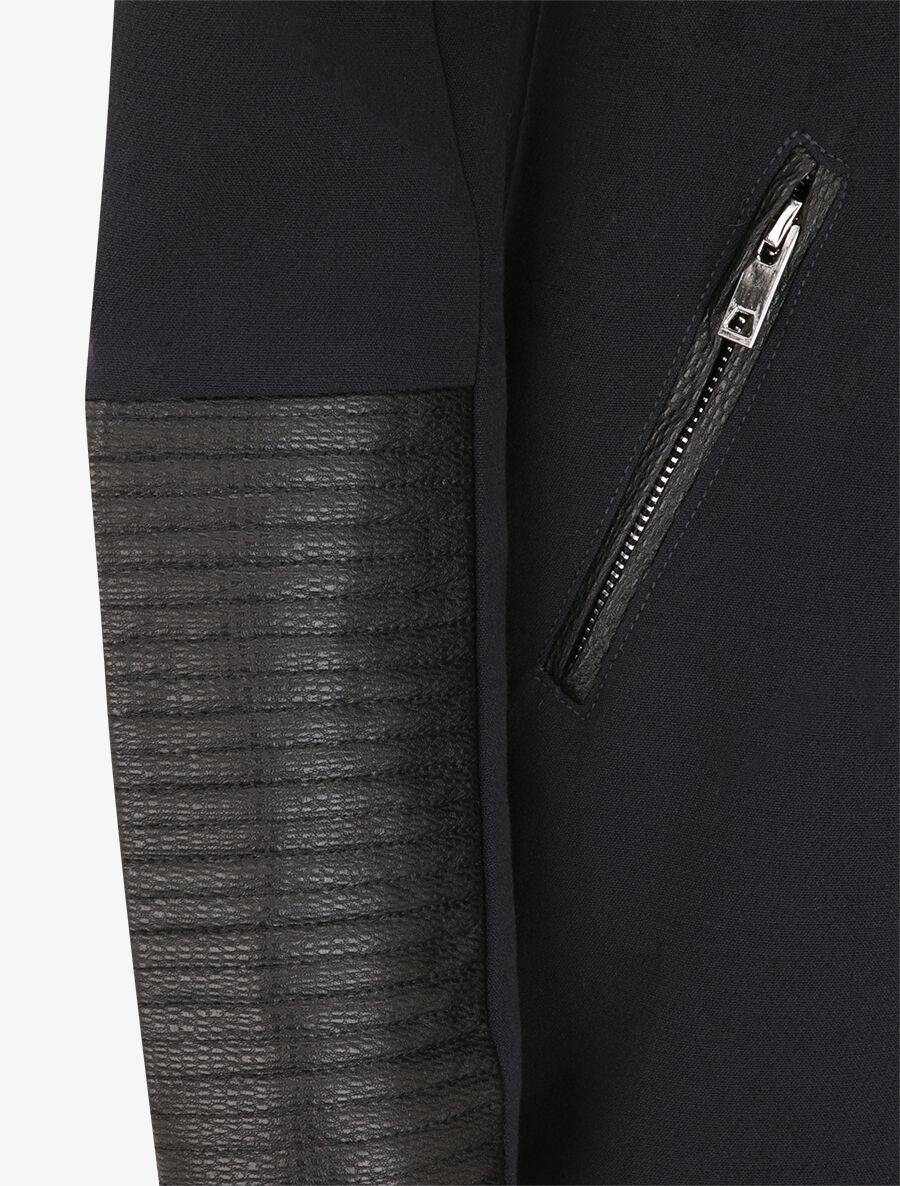 Manteau droit à empiècements en simili matelassé - Marine - 3
