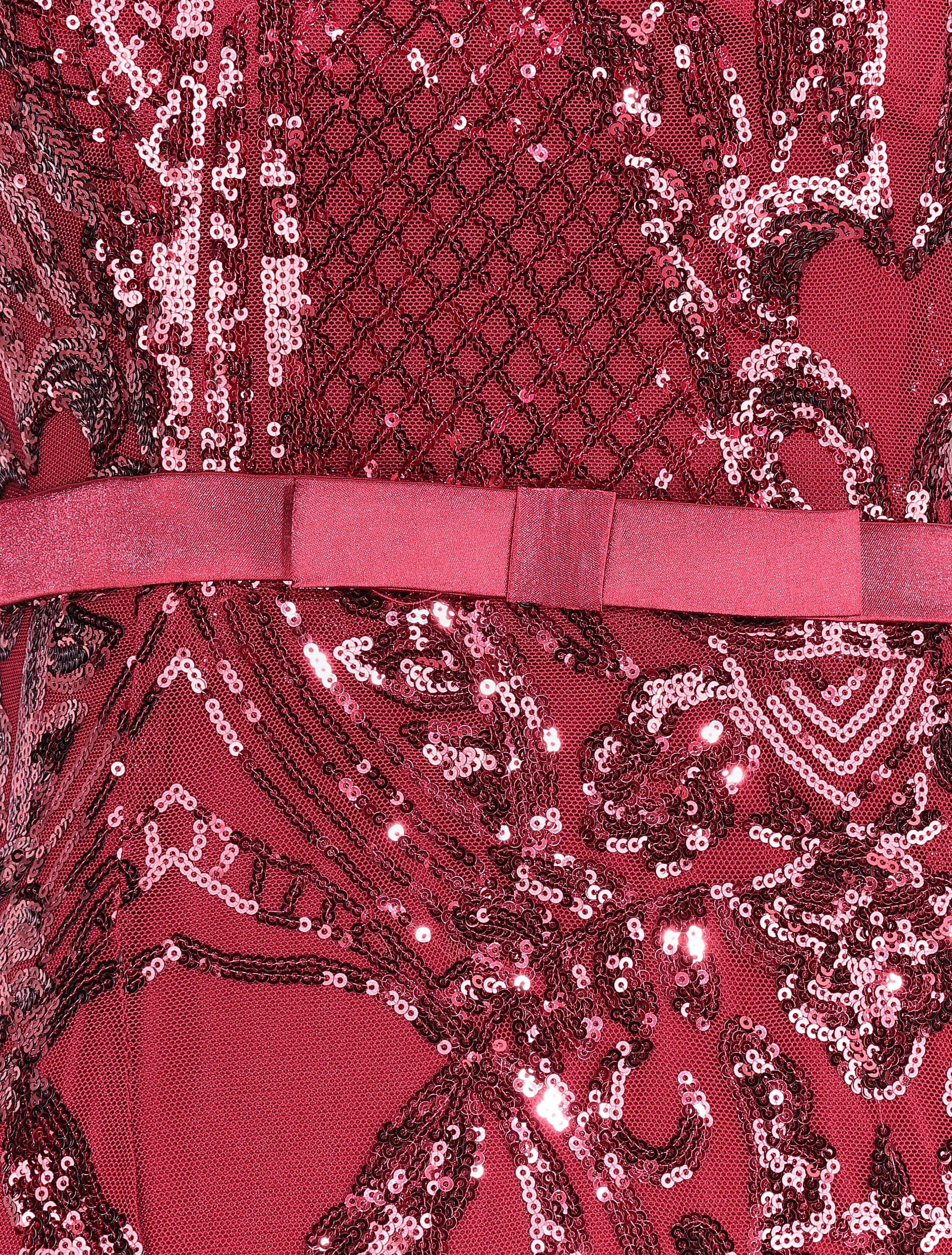 Robe longue fendue à sequins et décolleté dans le dos - Bordeaux - 3