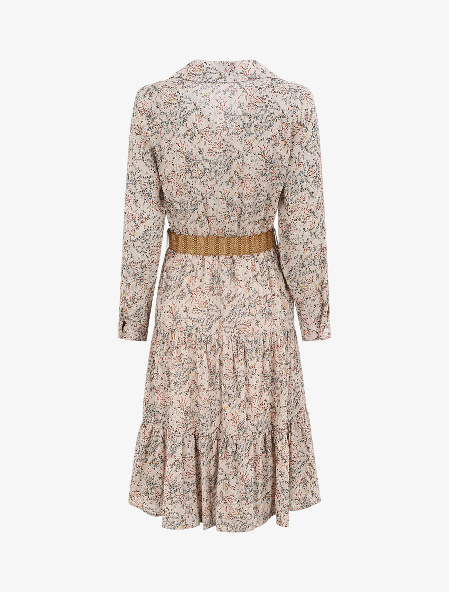Robe longue à imprimé fleurs des champs - Beige - 2