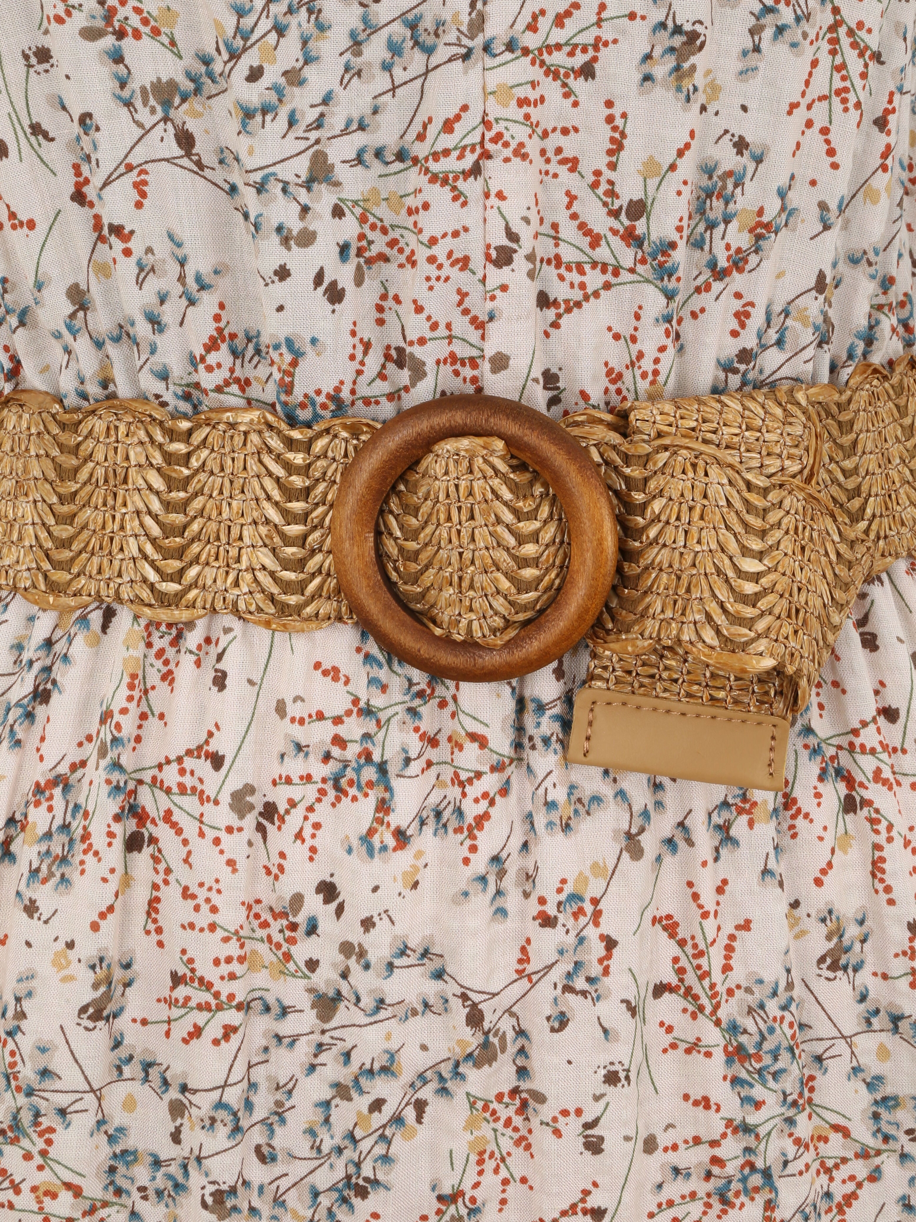 Robe longue à imprimé fleurs des champs - Beige - 3